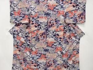 屋敷風景・花尽くし模様　小紋着物